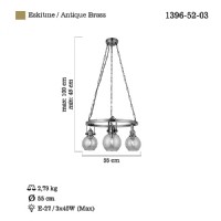 LUCEA 1396-52-03 PONTE 3 L YUV. AVZE ESK. 3xE27