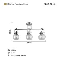 LUCEA 1396-52-43 PONTE 3 L PLAF. ESK. 3xE27