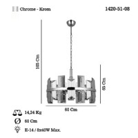 LUCEA 1420-51-08 KANSAS Q60 LIK KROM AVZE 8XE14