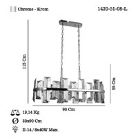 LUCEA 1420-51-08-L KANSAS L90 LIK KROM YEMEK MASASI AVZE 8XE14