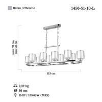 LUCEA 1456-51-10-L VODA 10 LU KROM YEMEK MASASI AVZE 10XE27