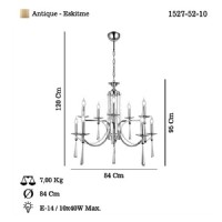 LUCEA 1527-52-10 AFREDO 10 LU ANTIK LAK AVIZE 10XE14