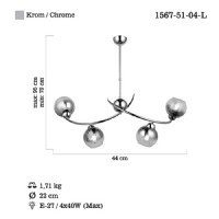 LUCEA 1567-51-04-L HEDRA 4 LU KROM SIRALI AVIZE 4XE27