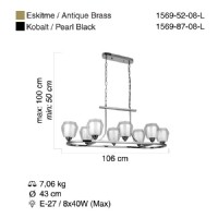 LUCEA 1569-52-08-L BORA 8 LI ANTIK LAK Y.M AVIZE 8XE27