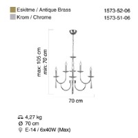 LUCEA 1573-51-06 EKINOKS 3+3 KROM AVIZE 6XE14