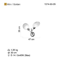 LUCEA 1574-80-29 OKASSO 2 LI ALTIN APLIK 2XE14