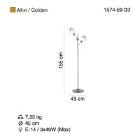 LUCEA 1574-80-33 OKASSO 3 LU ALTIN LAMBADER 3XE14