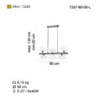 LUCEA 1587-80-06-L DUMBO 6 LI ALTIN Y.M AVZE 6XE27