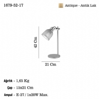 LUCEA 1679-52-17 NATURA -ANTIK LAK MASA LAMBASI 1XE27