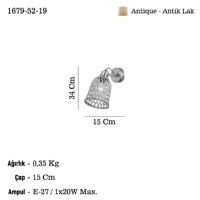 LUCEA 1679-52-19 NATURA TEKLI ANTIK LAK APLK 1XE27