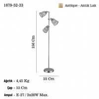 LUCEA 1679-52-33 NATURA 3 L LAMBADER ANTIK LAK 3xE27