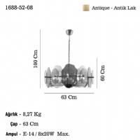 LUCEA 1688-52-08 DOREDEA Q65 ANTIK LAK AVZE 8XE14