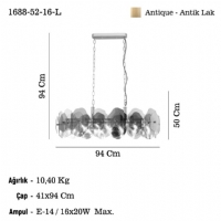LUCEA 1688-52-16-L DOREDEA Q45X100 ANTIK LAK Y.M AVZE 16XE14