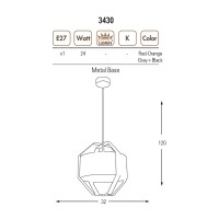 ZCAN AYDINLATMA 3430 SERS E27*1 TURUNCU GVDE DEKORATF TEKL SARKIT (3430,09) AMPUL HARTR