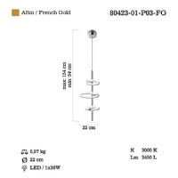 LUCEA 80423-01-P03-FG LAVELLA 3 LU LEDLI SARKIT 35W 3000K