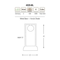 4029-ML ZCAN AYDINLATMA 5W LEDL MASA LAMBASI AVZE ROSE GOLD(BAKIR) GVDE 3000K SARI IIK