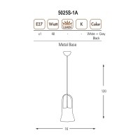 ZCAN AYDINLATMA 5025 SERS E27*1 SYAH GVDE KK BOY DEKORATF TEKL SARKIT (5025S-1A,19) AMPUL HARTR