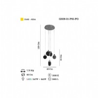 LUCEA 52009-01-P05-FG OTINA 5 LI LEDLI SARKIT 5*5W+4*3W