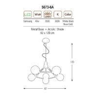 5673-6A,01 6LI Samanyolu Avize Beyaz
