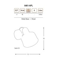 ZCAN AYDINLATMA 6461 SERS E27*1 SARI GVDE TEKL APLK (6461-APL) AMPUL HARTR