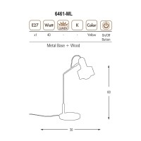 ZCAN AYDINLATMA 6461 SERS E27*1 SARI GVDE TEKL MASA LAMBASI (6461-ML) AMPUL HARTR