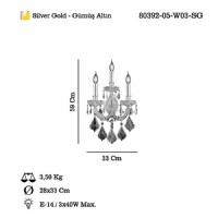 LUCEA 80392-05-W03-SG CERVANTES 3 LU ALTIN APLIK 3XE14