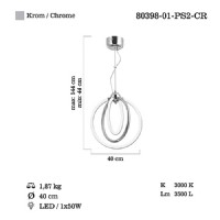 LUCEA 80398-01-PS2-CR NELAS K.BOY LEDLI 2 LI KROM AVIZE 50W 3000K