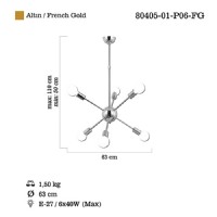 LUCEA 80405-01-P06-FG TARON 6 LI ALTIN AVIZE E27X6