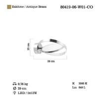 LUCEA 80419-06-W01-CO MOLVENO TEKLI LEDLI ESKITME APLIK 12W 3000K