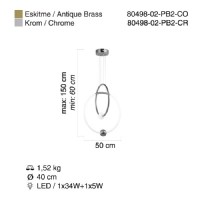 LUCEA 80498-02-PB2-CO BARISTA 2 LI ESKITME LEDLI B.BOY SARKIT 64W 3000K