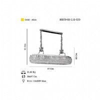 LUCEA 80579-03-L12-GD RIELLA ALTIN YEMEK MASASI AVIZE 1000x400 12XE14