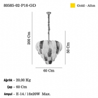 LUCEA 80585-02-P16-GD ARTMOON 16 LI ALTIN AVIZE 16XE14