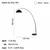 LUCEA 80820-02-FB1-BK PUCARA B.BOY SIYAH LAMBADER 1XE27