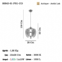 LUCEA 80843-01-PS1-CO DUCADO K.BOY LEDLI SARKIT 3000K 15W