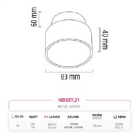 Nevo Sva Alt Led Spot Siyah Gold ND337