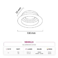 Nevo Sva Alt Led Spot Krom Siyah ND600
