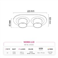 Nevo Sva Alt kili Led Spot Eskitme Siyah ND336-2