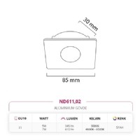 Nevo Sva Alt Led Spot Siyah ND611