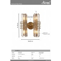 AVONN AP-1906-2E Eskitme Kaplama Aplik E14 Metal Kristal 30x20cm