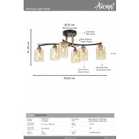 AVONNI AR-1867-6BSY Siyah Boyal Klasik Avize E14 Metal Cam 32cm