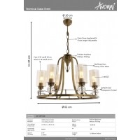 AVONNI AV-1597-6E Eskitme Kaplama Modern Avize, E27, Metal, Cam, 62cm