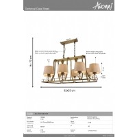 AVONNI AV-1597-8ES-YM Eskitme Kaplama Modern Avize, E27, Metal, 92x55cm