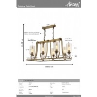 AVONNI AV-1597-8E-YM Eskitme Kaplama Modern Avize, E27, Metal, Cam, 89x50cm