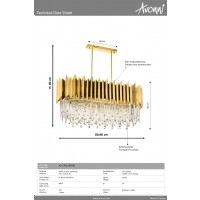 AVONNI AV-1706-S85X40 Sar Kaplama Modern Avize, E27, Metal, Cam, Kristal, 85x35cm