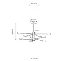 AVONNI AV-1770-10E Eskitme Kaplama Modern Avize, LED, Metal, PVC, 65cm