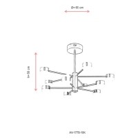 AVONNI AV-1770-10K Krom Kaplama Modern Avize, LED, Metal, PVC, 65cm