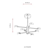 AVONNI AV-1770-8CPR Bakr/Siyah Boyal Modern Avize, LED, Metal, PVC, 65cm