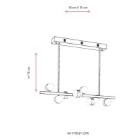 AVONNI AV-1770-8Y-CPR Bakr/Siyah Boyal Modern Avize, LED, Metal, PVC, 90x15cm