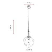 AVONNI AV-1775-1E Eskitme Kaplama Modern Avize, E27, Metal, Cam, 30cm