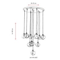 AVONNI AV-1776-10ET Eskitme Kaplama Modern Avize, G9, Metal, Cam, 55cm